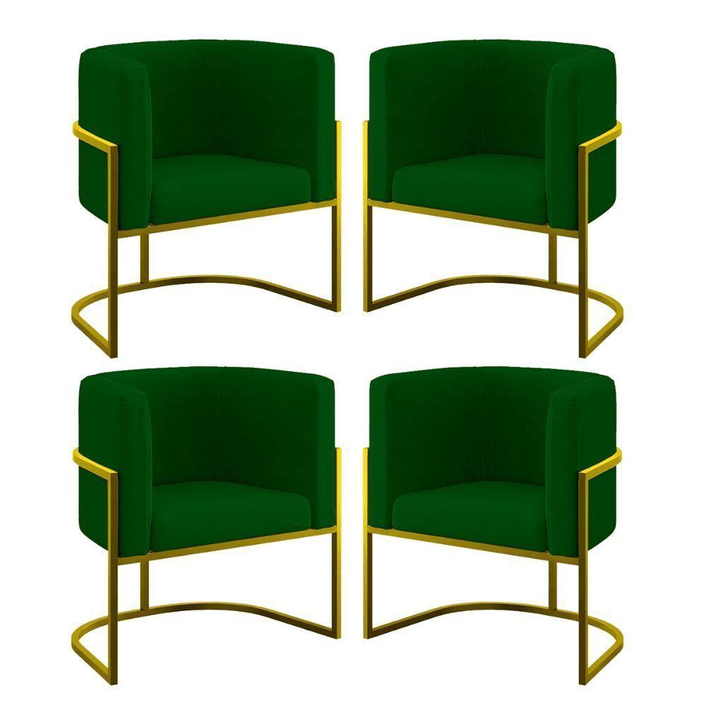 Kit 04 Cadeiras Poltrona Lua Gold Balaqui Verde - 1