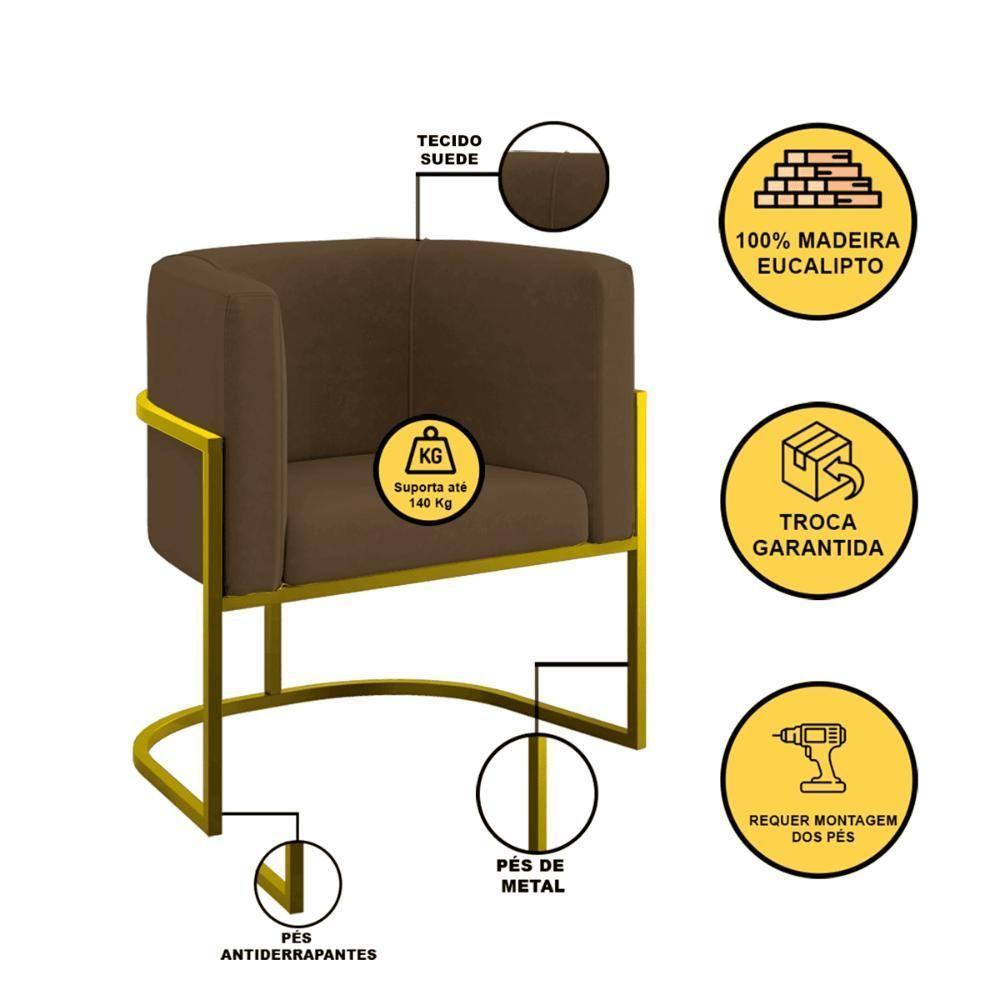 Kit 04 Cadeiras Poltrona Lua Gold Balaqui Marrom - 3