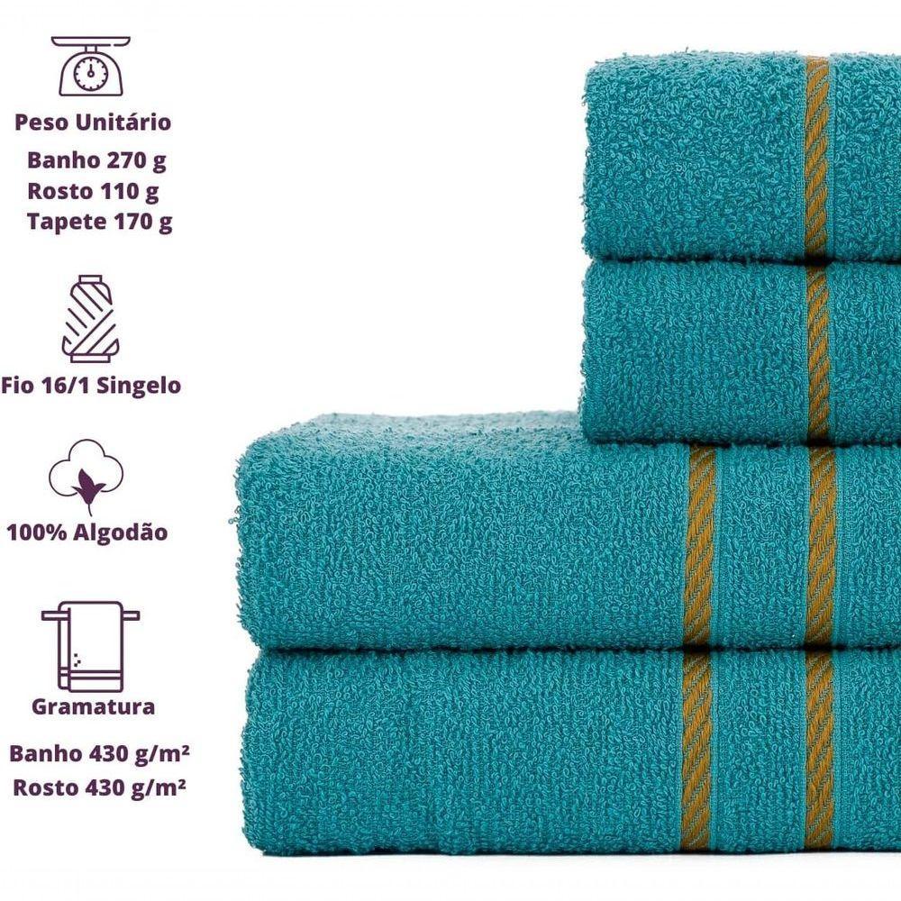 Jogo De Toalha Montreal 2 Banho + 2 Rosto Dourado 100% Algodão Alta Absorção Verde Jade - 3
