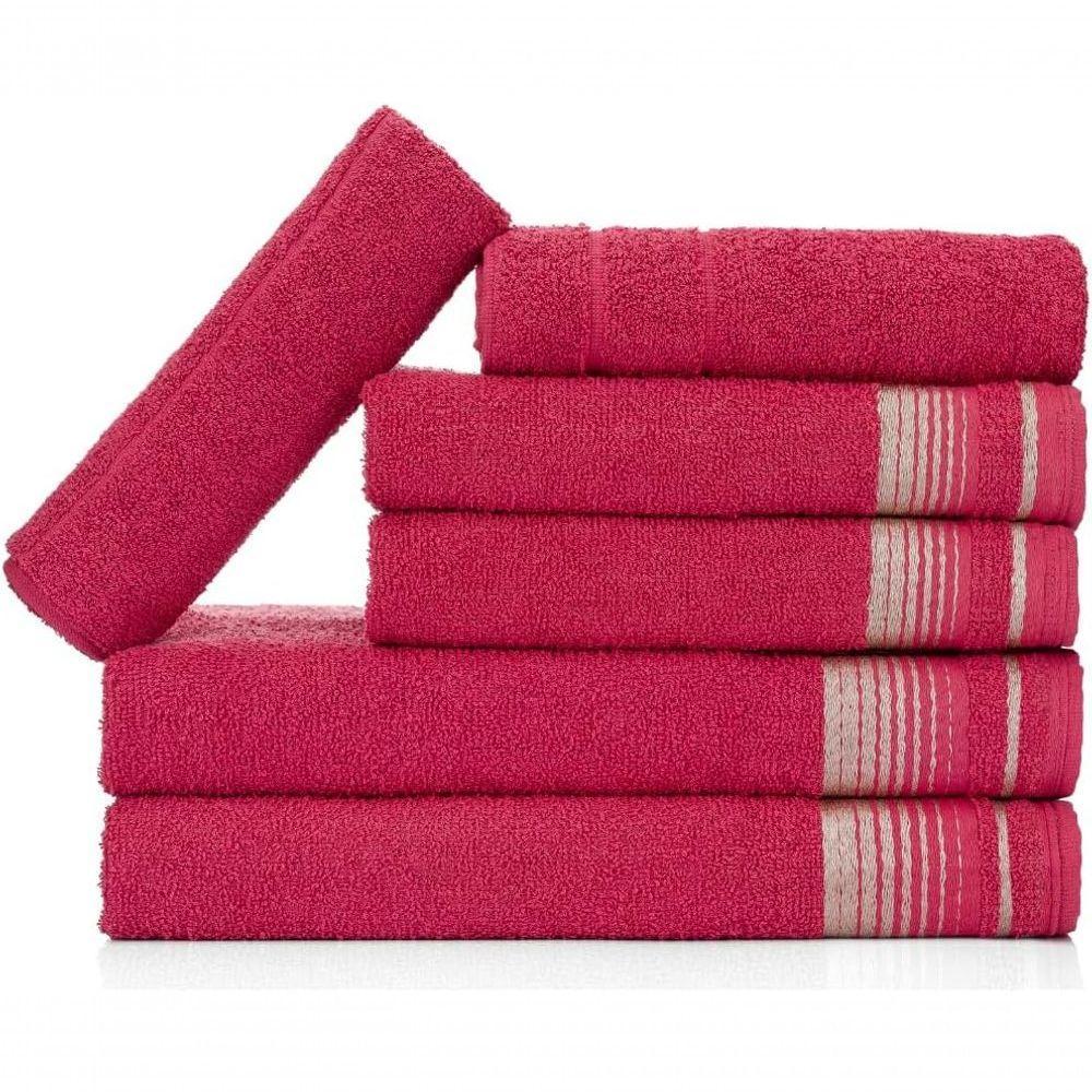 Jogo De Toalhas Luxury Soft Beka 360 G-m² 2 Banho + 2 Rosto + 2 Piso Luxo Cereja - 1