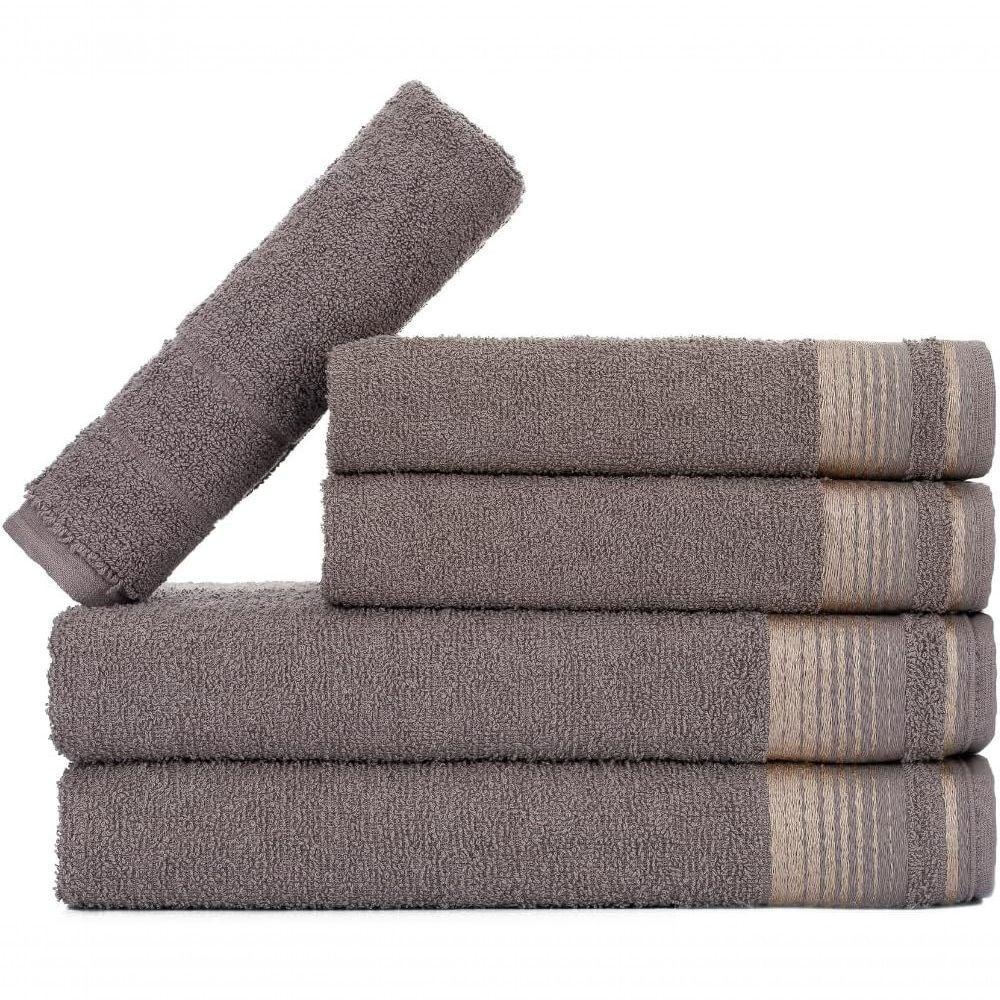 Jogo De Toalhas Luxury Soft Beka 360 G-m² 2 Banho + 2 Rosto + 1 Piso Luxo Cinza - 1