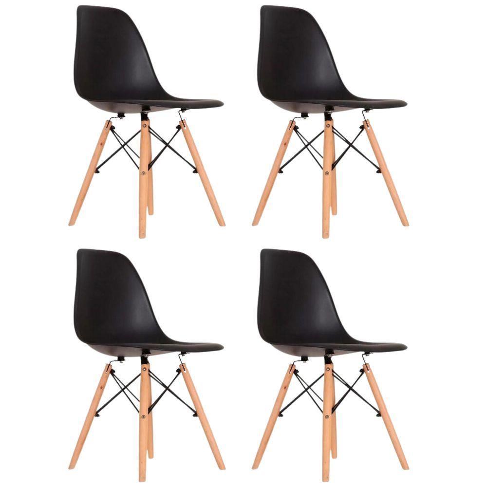 Conjunto 4 Cadeiras Eames Eiffel Dkr Movescan Preta - 1