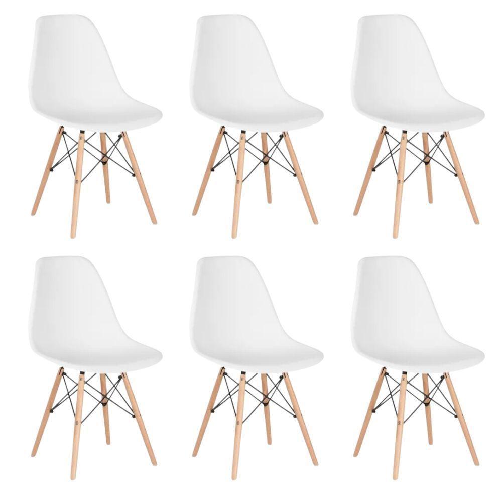 Conjunto 6 Cadeiras Eames Eiffel Dkr Movescan Branca - 1
