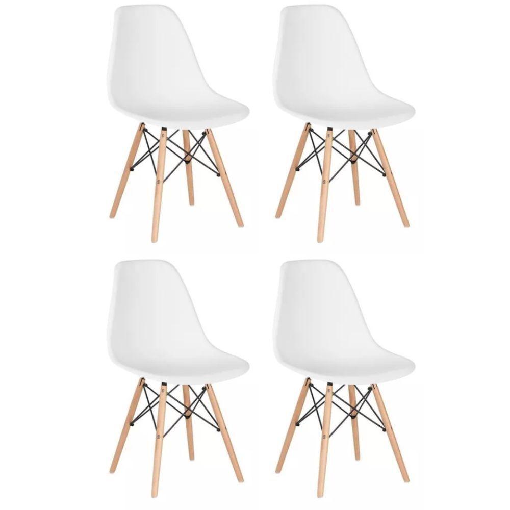 Conjunto 4 Cadeiras Eames Eiffel Dkr Movescan Branca - 1