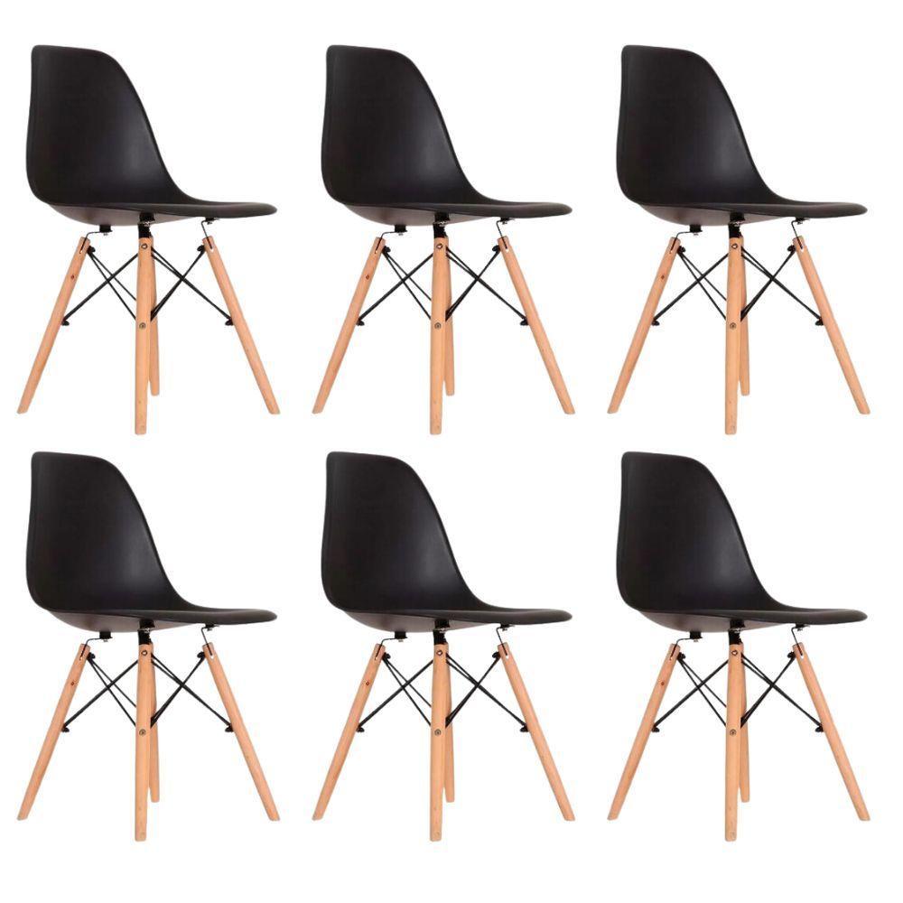 Conjunto 6 Cadeiras Eames Eiffel Dkr Movescan Preta - 1