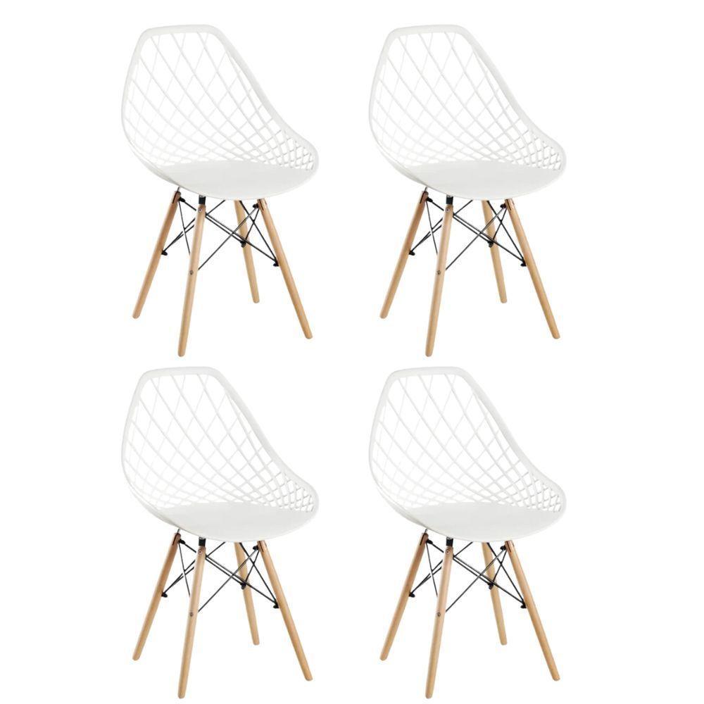 Conjunto 4 Cadeiras Clarice Cloe Kaila Madeira Movescan Branca - 1
