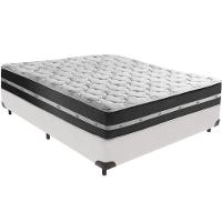 Cama Box Branco E Colchão Classic Preto Molas Ensacadas Casal Anjos - 1