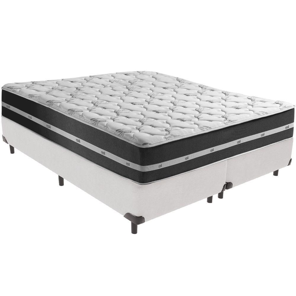Cama Box Branco E Colchão Classic Preto Molas Ensacadas Queen Anjos - 1