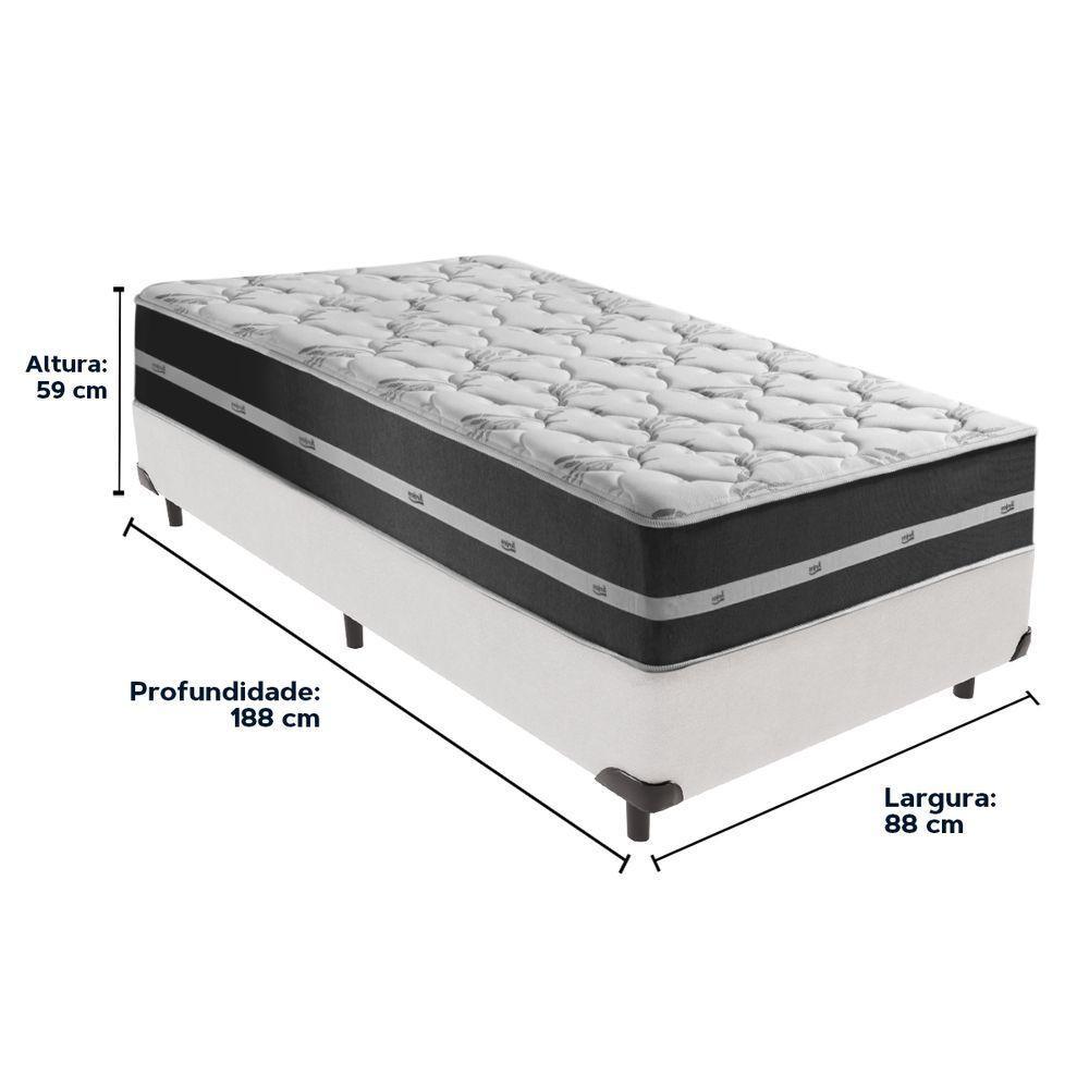 Cama Box Branco E Colchão Classic Preto Molas Ensacadas Solteiro Anjos - 6