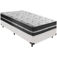Cama Box Branco E Colchão Classic Preto Molas Ensacadas Solteiro Anjos - 1