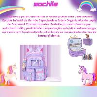 Kit Mochila Escolar Infantil Grande Capacidade Mais Estojo Escolar Grande Com 4 Compartimento rosa - 7