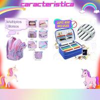 Kit Mochila Escolar Infantil Grande Capacidade Mais Estojo Escolar Grande Com 4 Compartimento rosa - 9