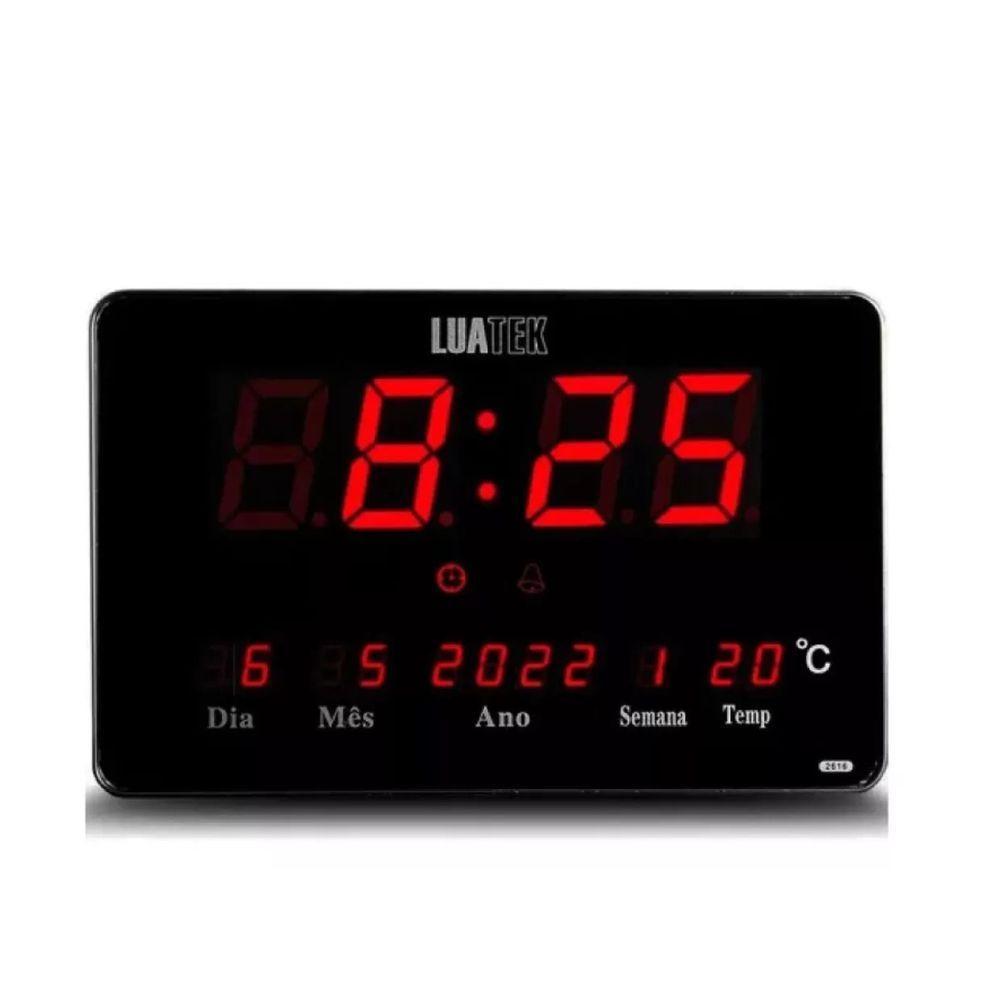 Relógio Parede Mesa Led Digital Calendário Termômetro Lk-2616 Preto - 1