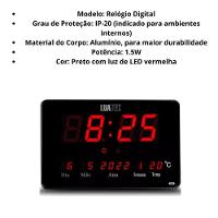 Relógio Parede Mesa Led Digital Calendário Termômetro Lk-2616 Preto - 5