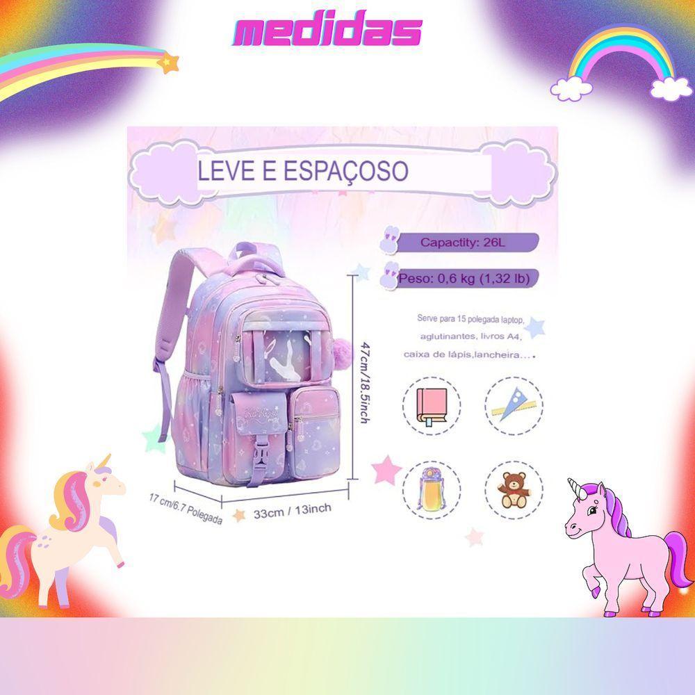 Mochila Escolar De Grande Capacidade Meninas Escola Material Escolar Volta As Aulas - 3