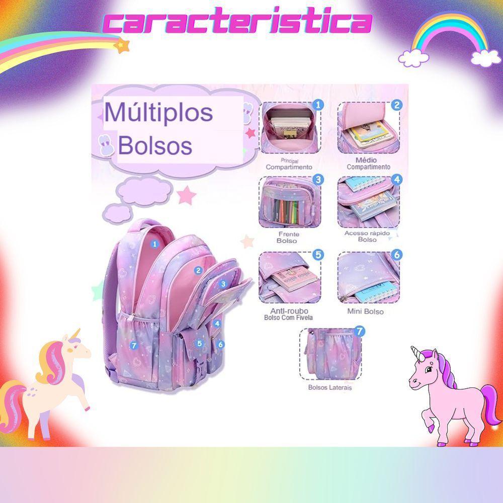 Mochila Escolar De Grande Capacidade Meninas Escola Material Escolar Volta As Aulas - 7