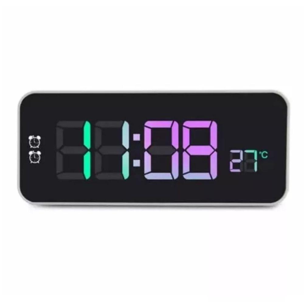 Relógio Led Clock Digital 5,7x16x2,5cm Para Mesa De Plástico Com Usb Alarme Com Brilho Alto Ou Baixo - 1
