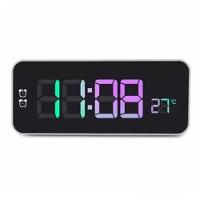 Relógio Led Clock Digital 5,7x16x2,5cm Para Mesa De Plástico Com Usb Alarme Com Brilho Alto Ou Baixo - 1