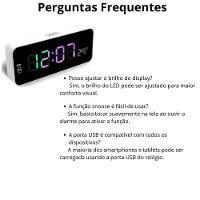 Relógio Led Clock Digital 5,7x16x2,5cm Para Mesa De Plástico Com Usb Alarme Com Brilho Alto Ou Baixo - 2
