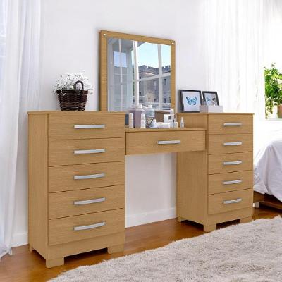 Conjunto Cômoda e Penteadeira Floratta 5 Gavetas MDF Marrom para Quarto
