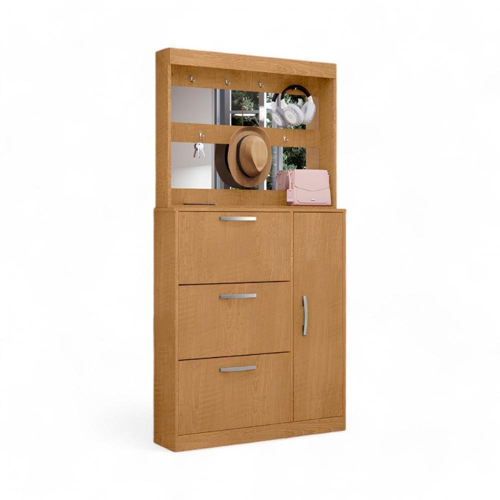 Sapateira Com Espelheira Porta-objetos Randi Naturalle - 3
