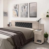 Cabeceira Ajustável Arabella Amarula Com Capitonê Preto - 1