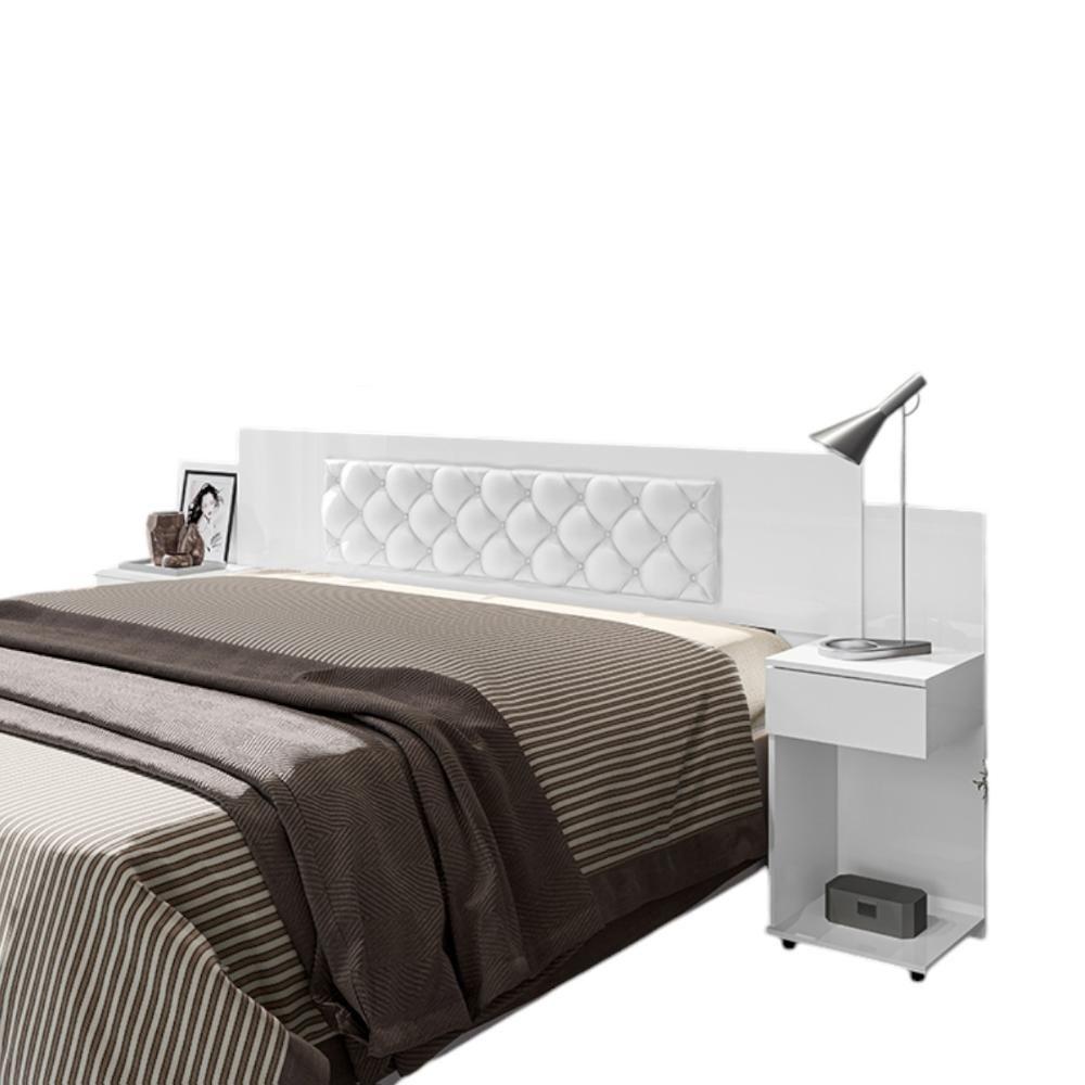 Cabeceira Ajustável Arabella Branca Com Capitonê Branco - 5