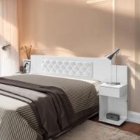 Cabeceira Ajustável Arabella Branca Com Capitonê Branco - 1