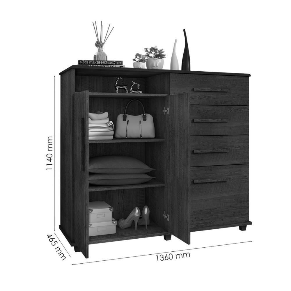 Conjunto De Cômoda E Multiuso Branco Para Quarto - 2