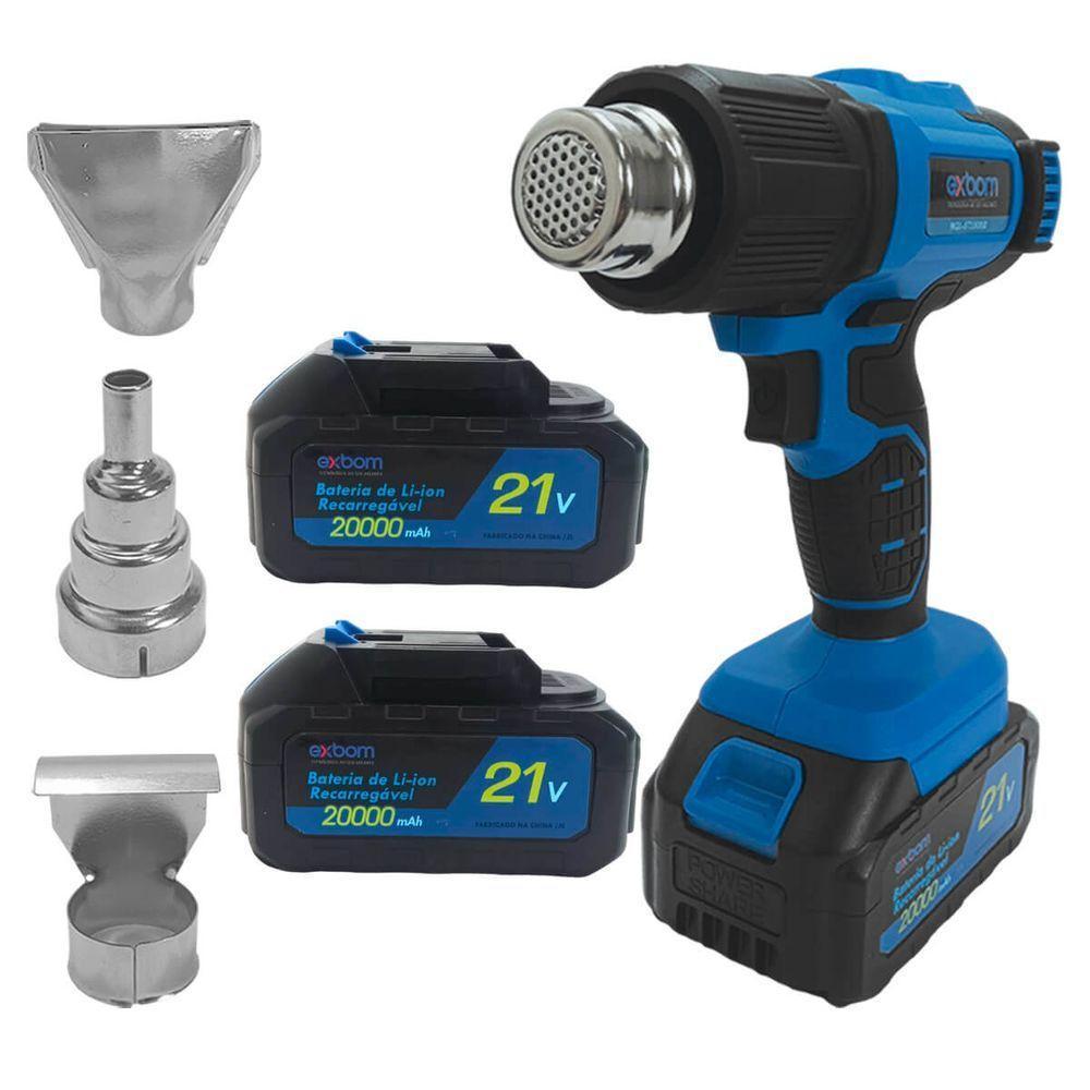 Soprador Térmico Portátil Com Display 21v + 3 Bocais De Metal Potente - 2