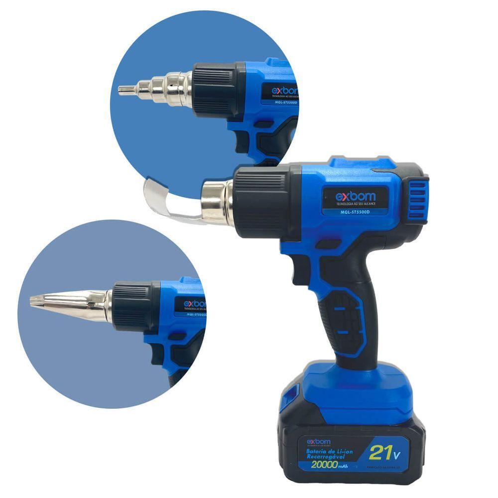 Soprador Térmico Portátil Com Display 21v + 3 Bocais De Metal Potente - 6
