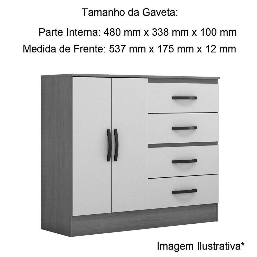 Cômoda Sapateira Para Quarto 2 Portas 4 Gavetas Lisa Branco - 6