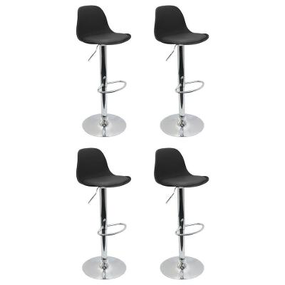 Conjunto 4 Banquetas Joly Eames Base Giratória Cromada Movescan Preta