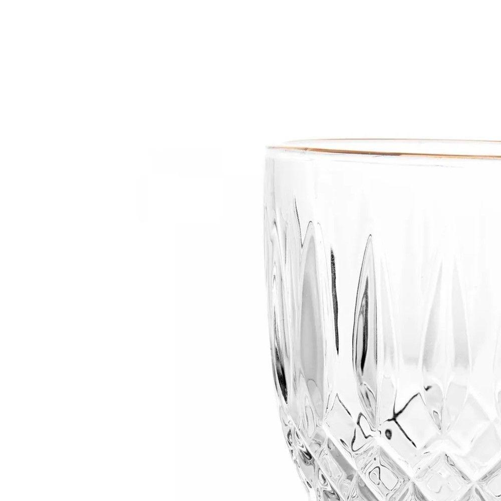 Taça De Vidro Transparente Com Borda Dourada Fio De Ouro Greek 345ml Wolff - 2