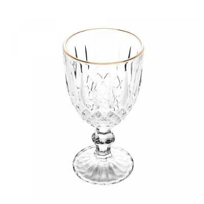 Taça De Vidro Transparente Com Borda Dourada Fio De Ouro Greek 345ml Wolff