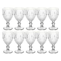 Jogo 10 Taça De Vidro Transparente Com Borda Dourada Fio De Ouro Greek 345ml Wolff - 1