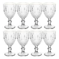 Jogo 8 Taça De Vidro Transparente Com Borda Dourada Fio De Ouro Greek 345ml Wolff - 1