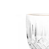 Jogo 8 Taça De Vidro Transparente Com Borda Dourada Fio De Ouro Greek 345ml Wolff