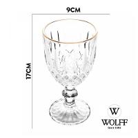 Jogo 4 Taça De Vidro Transparente Com Borda Dourada Fio De Ouro Greek 345ml Wolff - 6