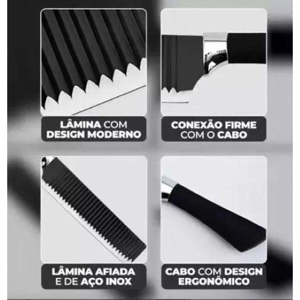 Kit Jogo Facas Churrasco Cozinha 6 Peças Aço Inox Facas - 2