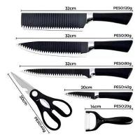 Kit Jogo Facas Churrasco Cozinha 6 Peças Aço Inox Facas - 2