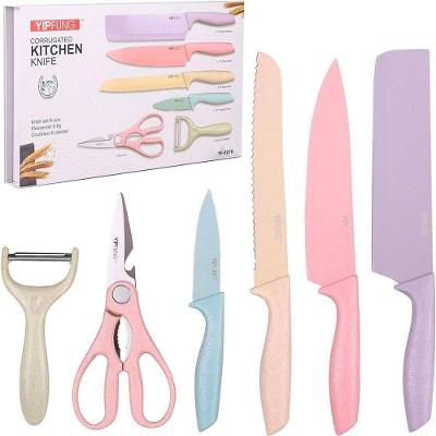 Kit Facas Cozinha Inox Coloridas 6 Peças