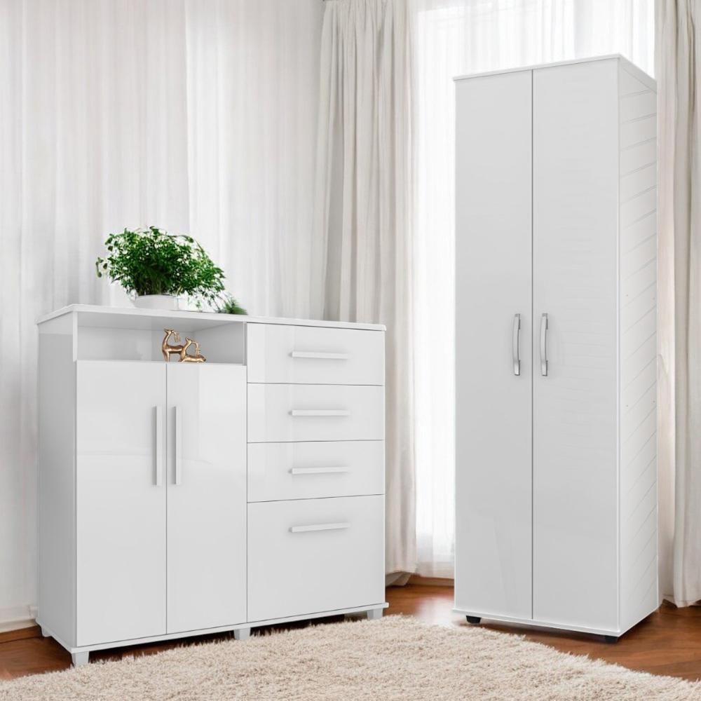 Conjunto De Cômoda E Multiuso Branco Para Quarto - 1