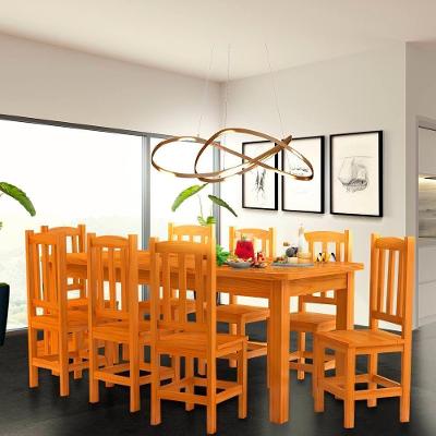 Conjunto Sala De Jantar Mesa E 8 Cadeiras Madeira Maciça 200 X 88 Cm Marrom Sil Jm Móveis