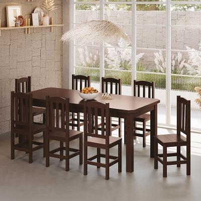 Conjunto Mesa Com 8 Cadeiras Em Madeira Maciça 200cm Castanho Diamante Shop Jm
