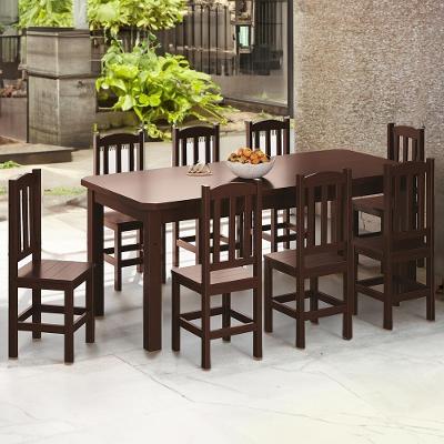 Conjunto Mesa Com 8 Cadeiras Madeira Maciça 200cm Castanho Sapphira Shop Jm