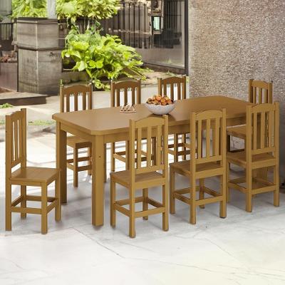 Conjunto Mesa Com 8 Cadeiras Madeira Maciça 200cm Marrom Sapphira Shop Jm