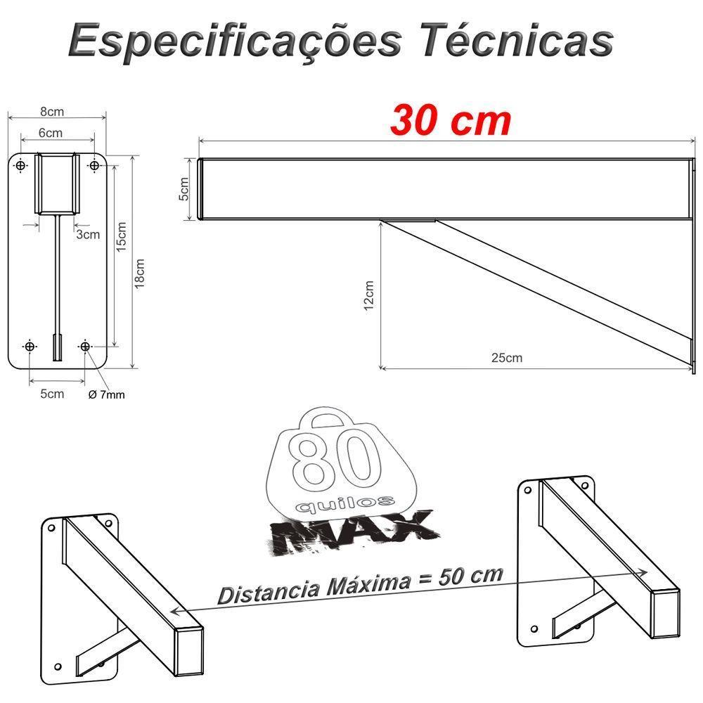 2 Suportes Pia Parafusar Bancada Aparador 30 Cm Branco - 10