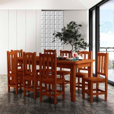 Mesa Madeira Maciça Mdp Com 8 Cadeiras 200 X 88 Castanho Serene Jm Móveis