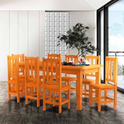 Mesa Madeira Maciça Mdp Com 8 Cadeiras 200 X 88 Marrom Serene Jm Móveis